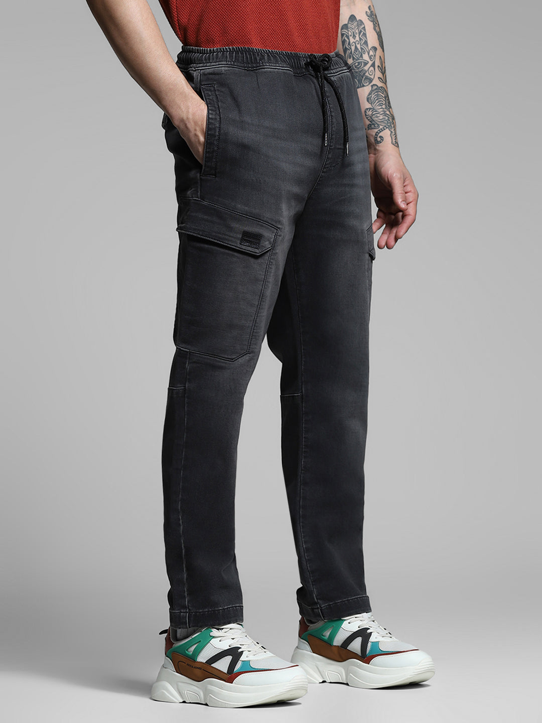 Black High Rise Cargo Jeans