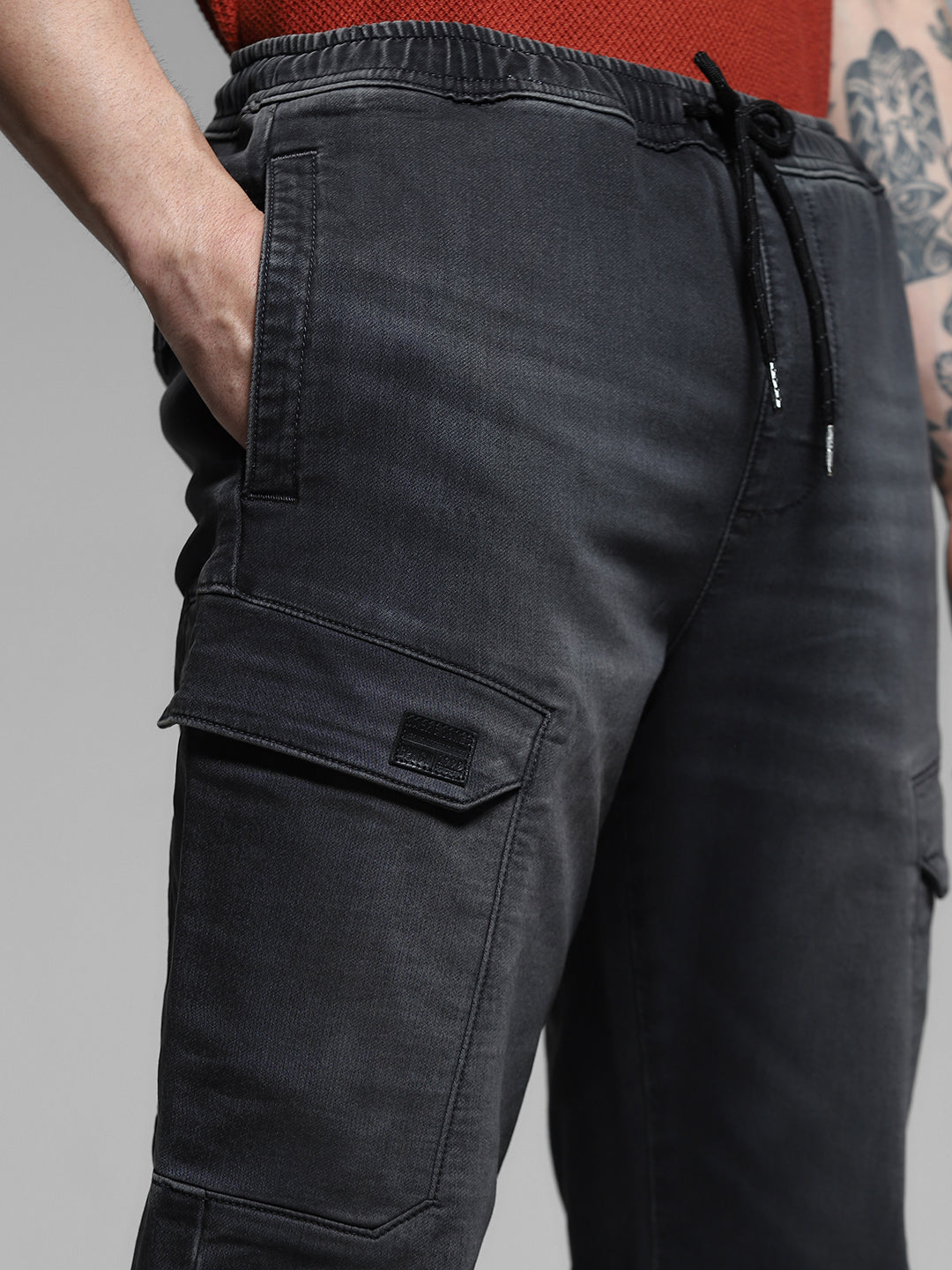 Black High Rise Cargo Jeans