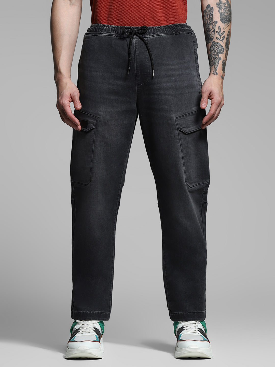Black Anti Fit Cargo Jeans