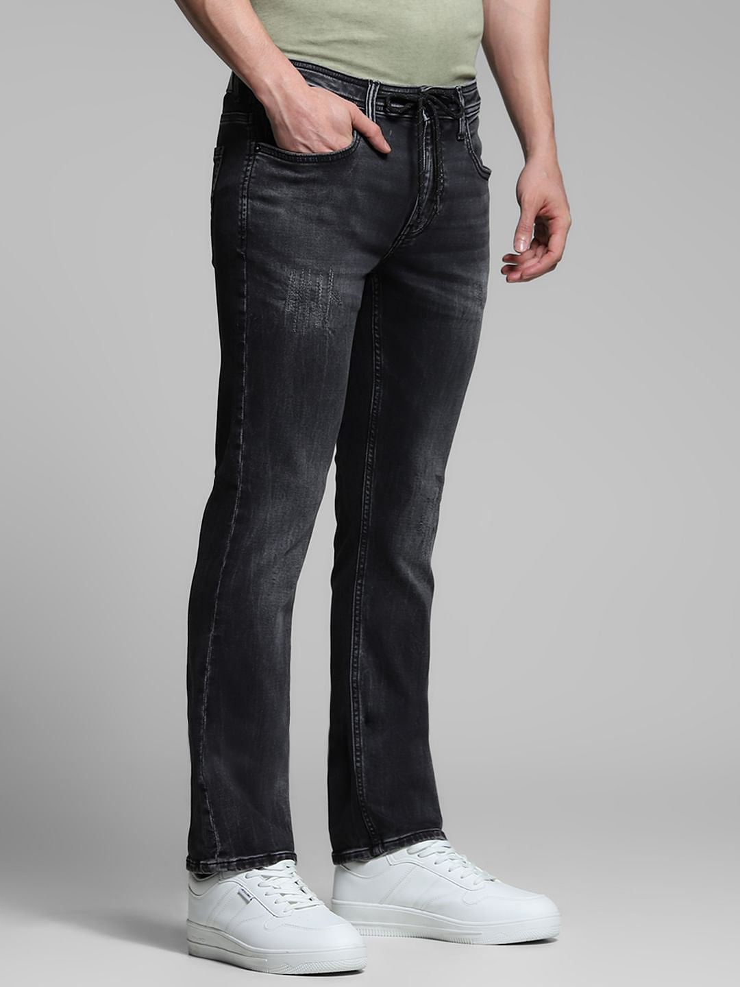 Black Low Rise Clark Regular Fit Jeans