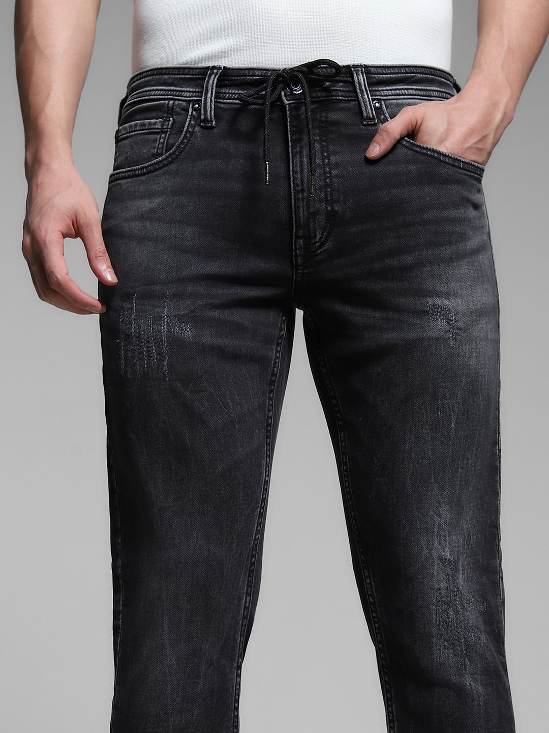 Black Low Rise Glenn Slim Fit Jeans
