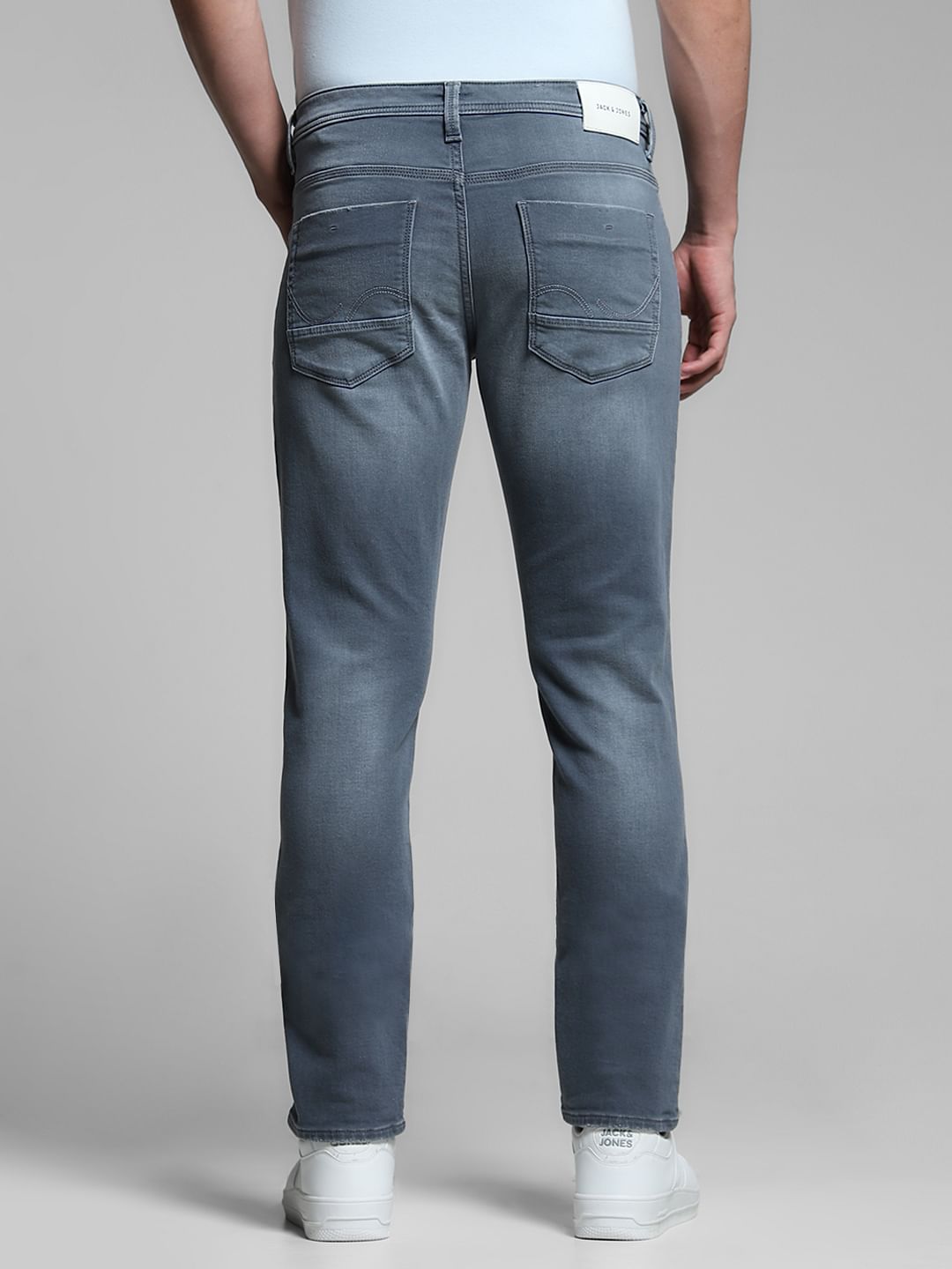 Blue Washed Distressed Slim Fit Jeans