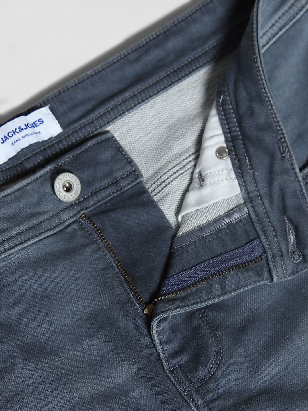 Blue Washed Distressed Slim Fit Jeans