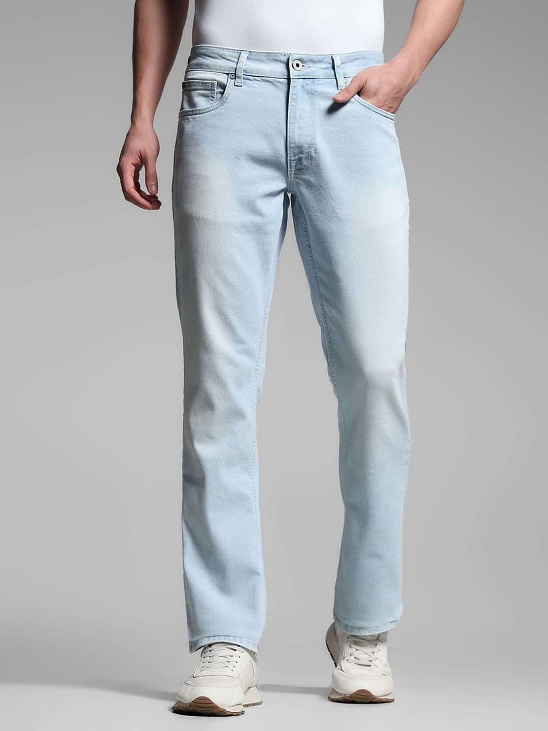 Light Blue Cotton Clark Regular Fit Jeans