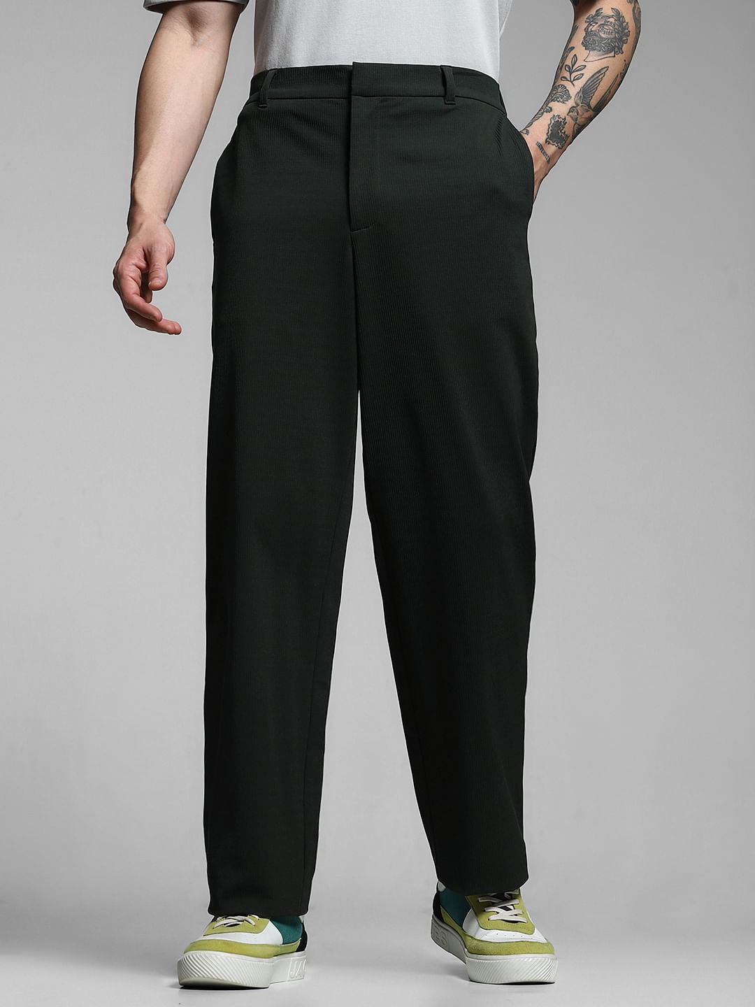 Olive Mid Rise Regular Fit Pants