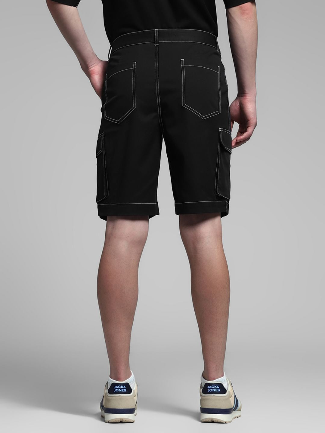 Black Contrast Stitch Co-ord Set Shorts