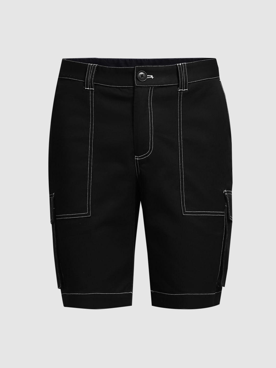 Black Contrast Stitch Co-ord Set Shorts