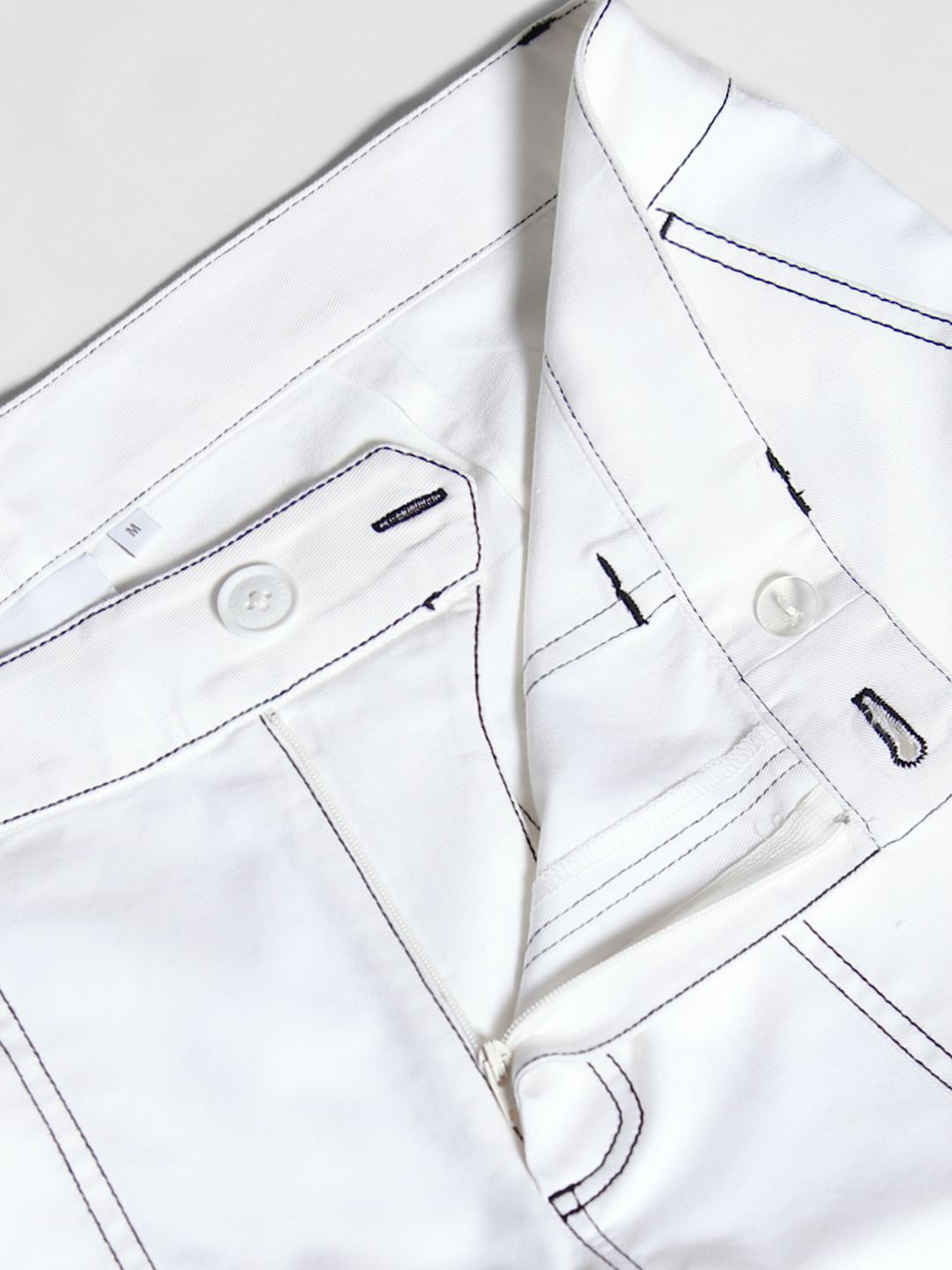 White Contrast Stitch Co-ord Set Shorts