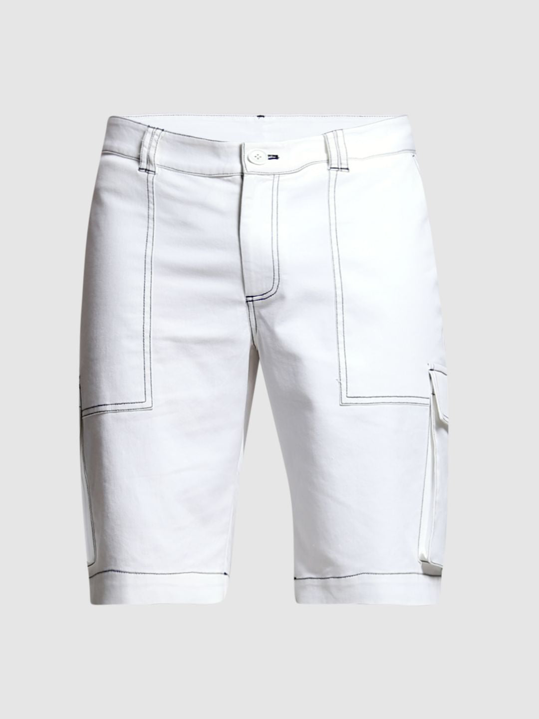 White Contrast Stitch Co-ord Set Shorts