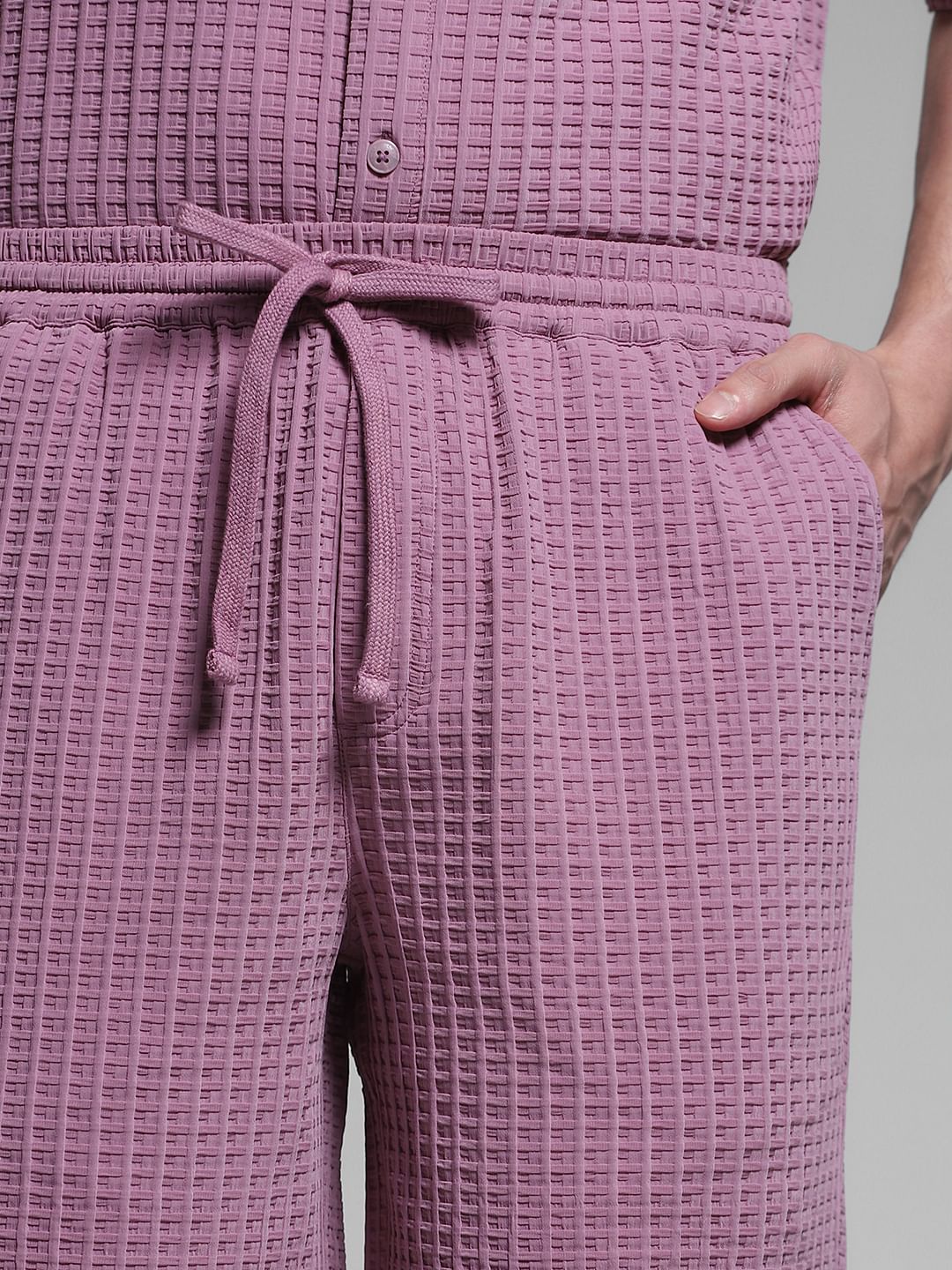 Purple Textured Co-ord Set Shorts