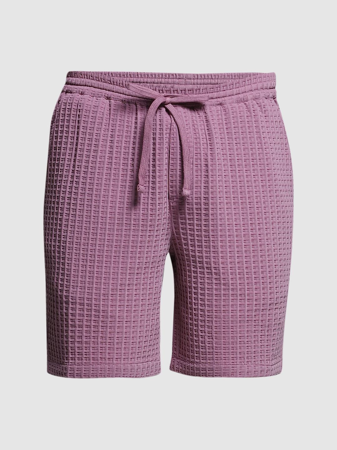 Purple Textured Co-ord Set Shorts
