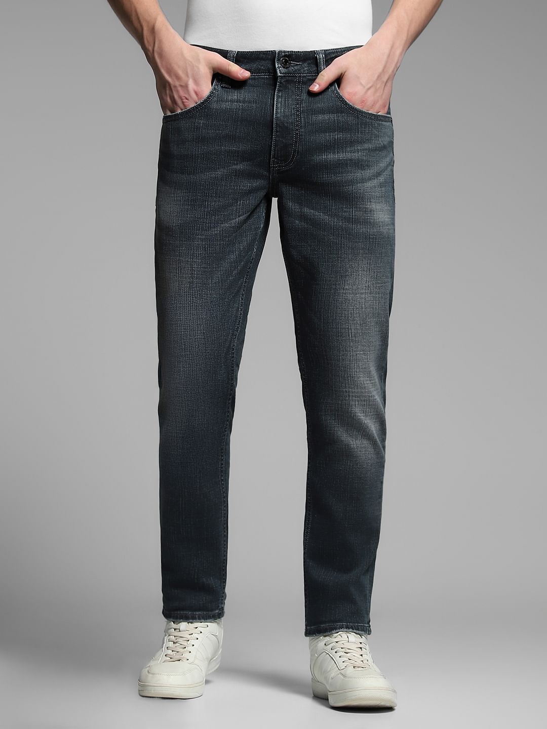 Dark Grey Brak Slim Fit Cropped Jeans