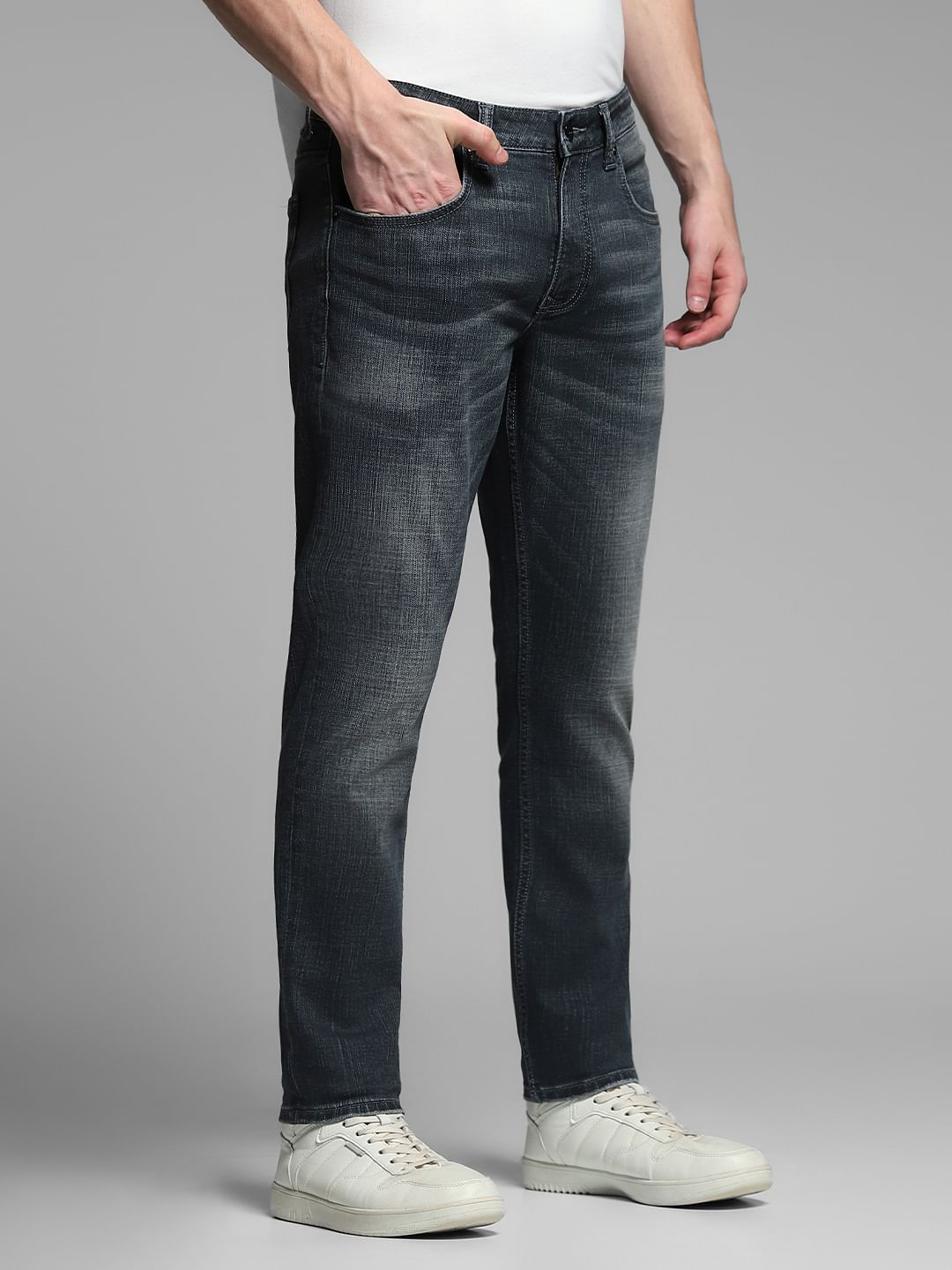 Dark Grey Brak Slim Fit Cropped Jeans