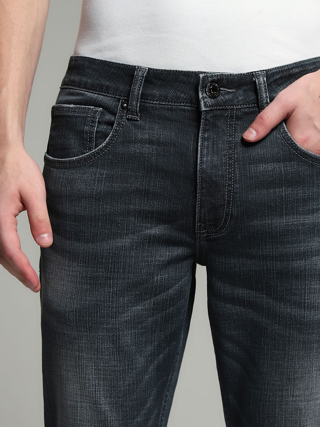 Dark Grey Brak Slim Fit Cropped Jeans