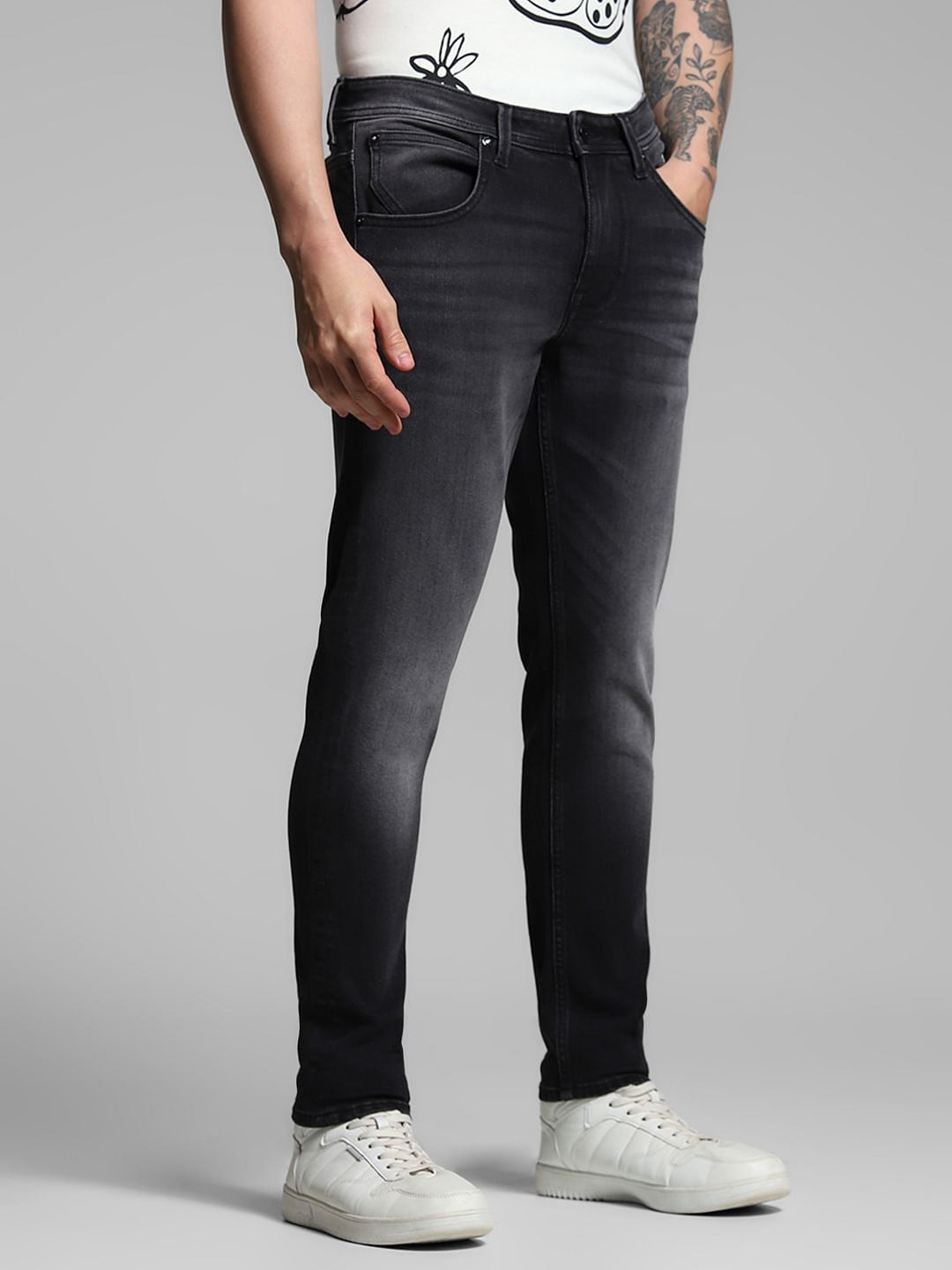Black Brak Cropped Slim Fit Jeans