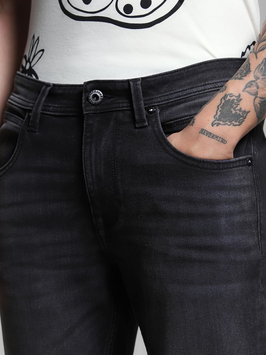 Black Brak Cropped Slim Fit Jeans