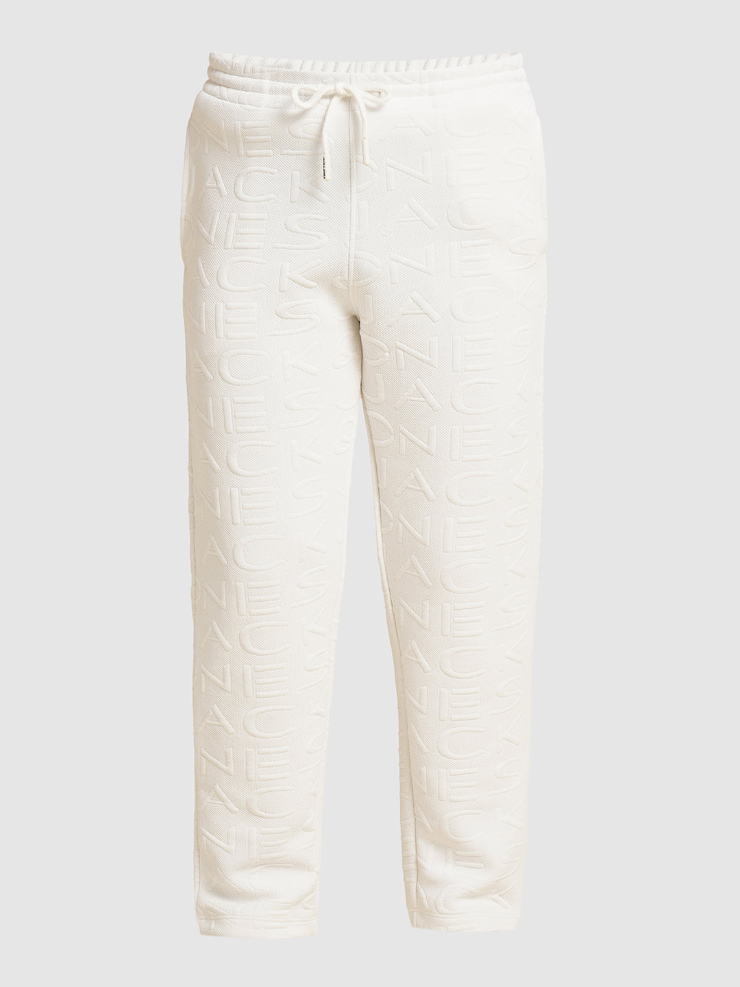 Boys White Cotton Joggers With Drawstring Waist And 3 Pockets