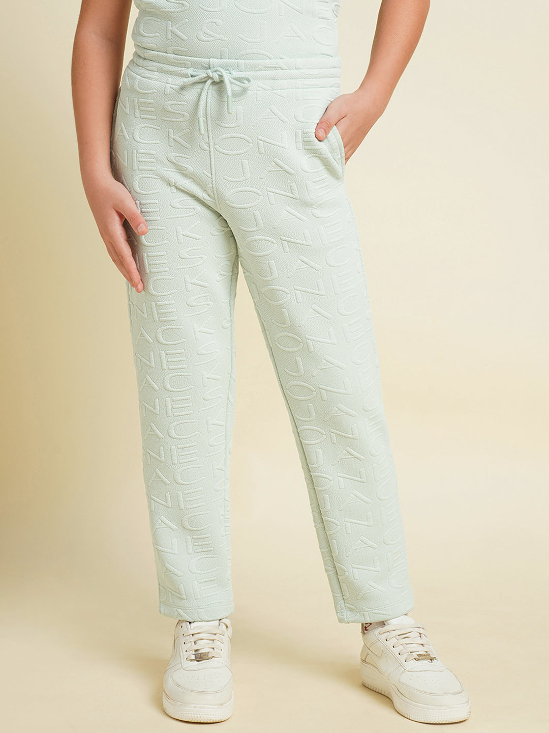 JACK&JONES JUNIOR Boys Aqua Jacquard Logo Co-ord Set Joggers