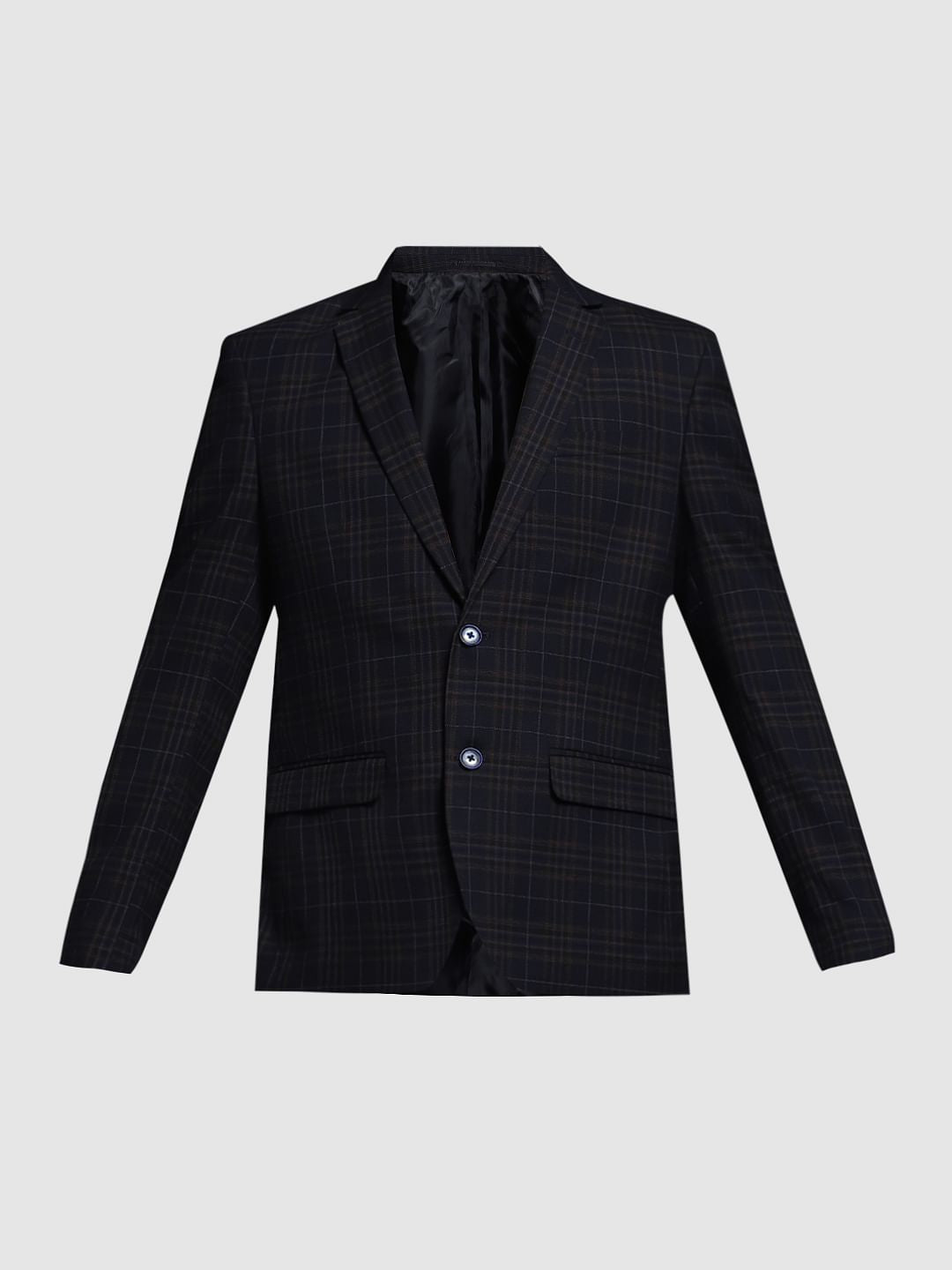 Navy Blue Check Formal Blazer