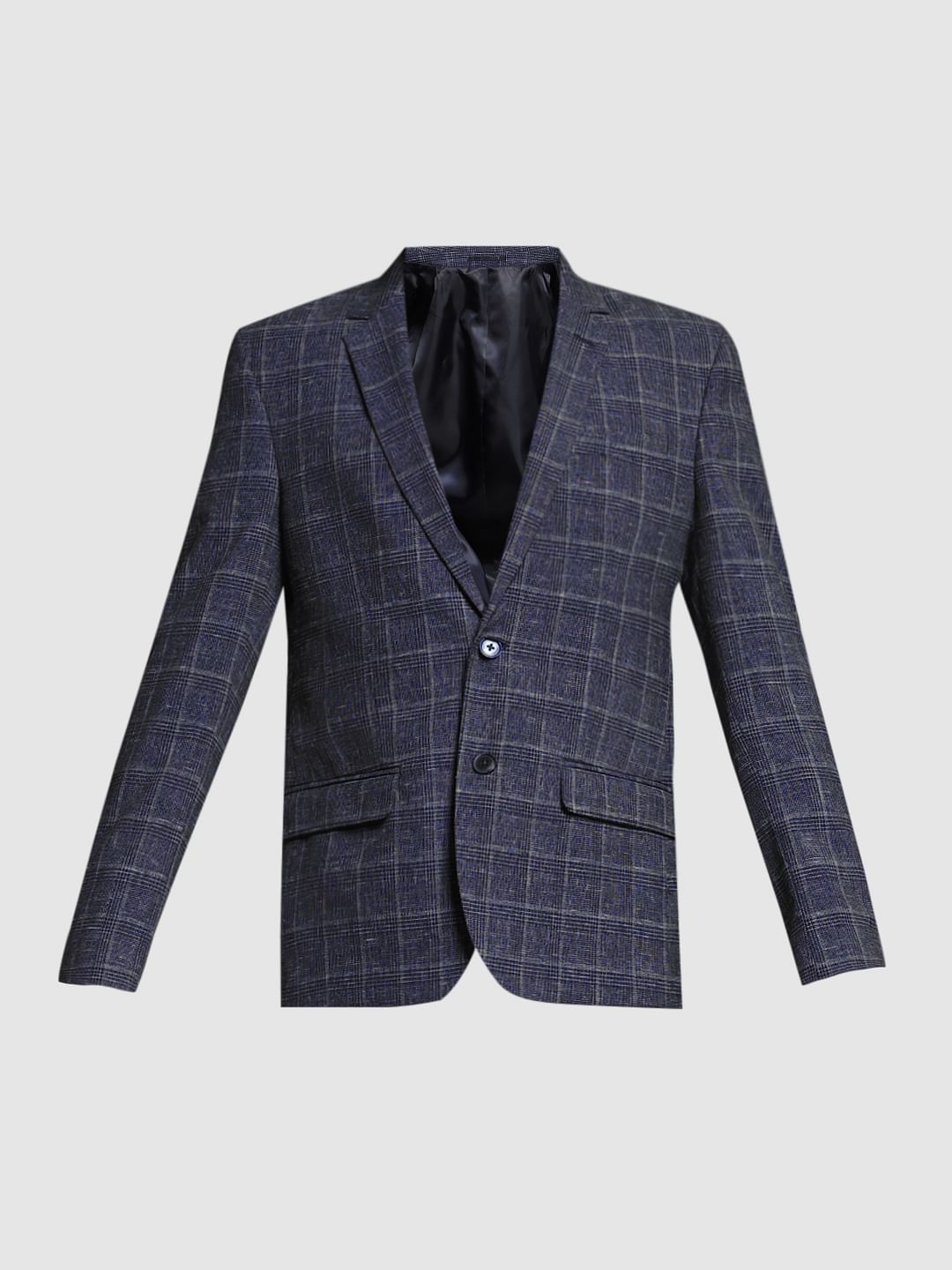 Black Check Print Formal Blazer