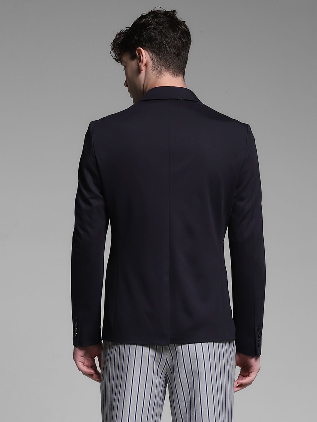 Navy Blue Stretch Formal Blazer