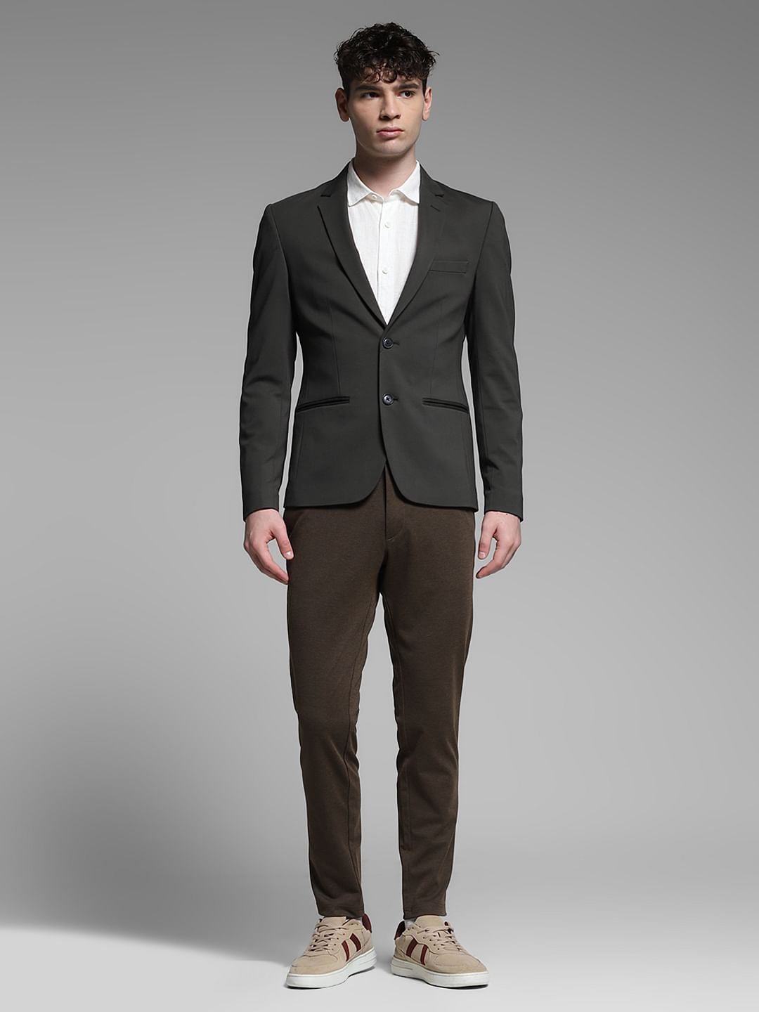 Dark Grey Stretch Formal Blazer