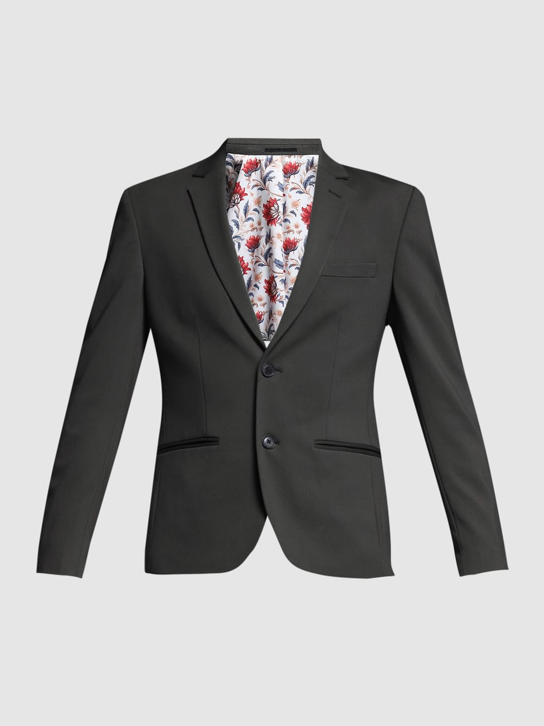 Dark Grey Stretch Formal Blazer