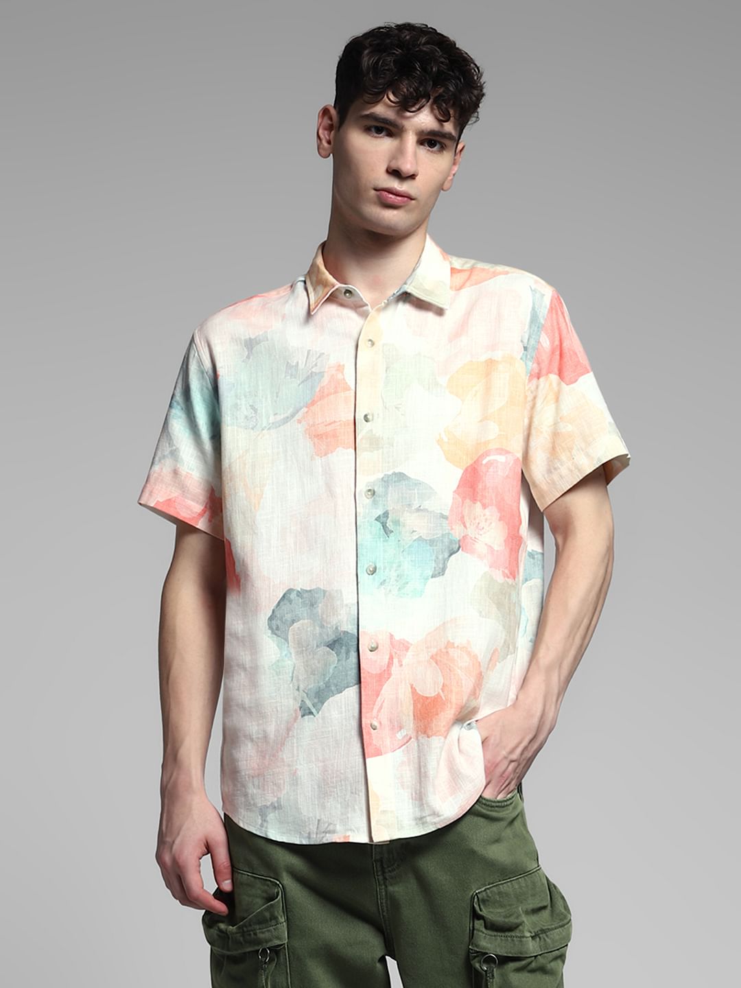 Coral Printed Cotton Shirt