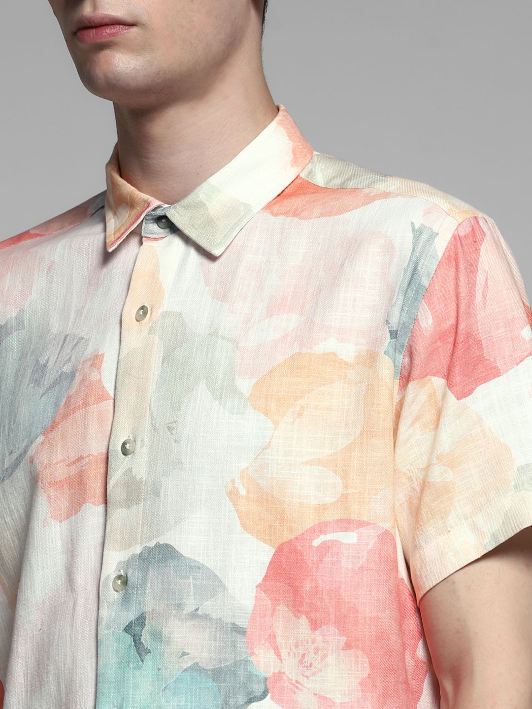Coral Printed Cotton Shirt