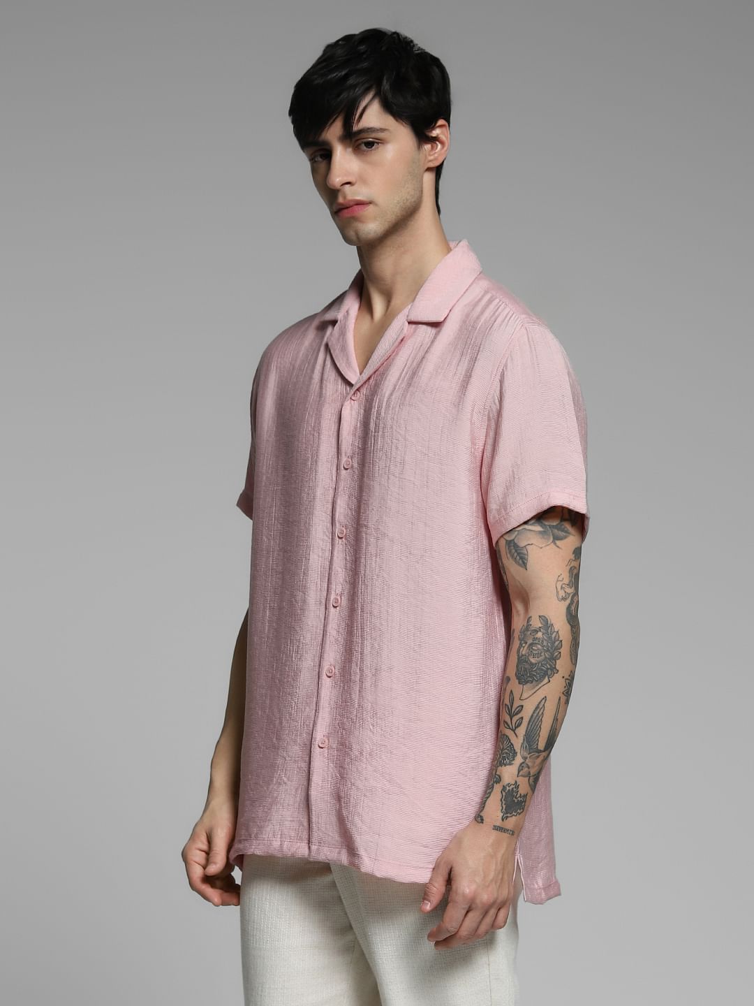 Pink Rayon Comfort Fit Shirt
