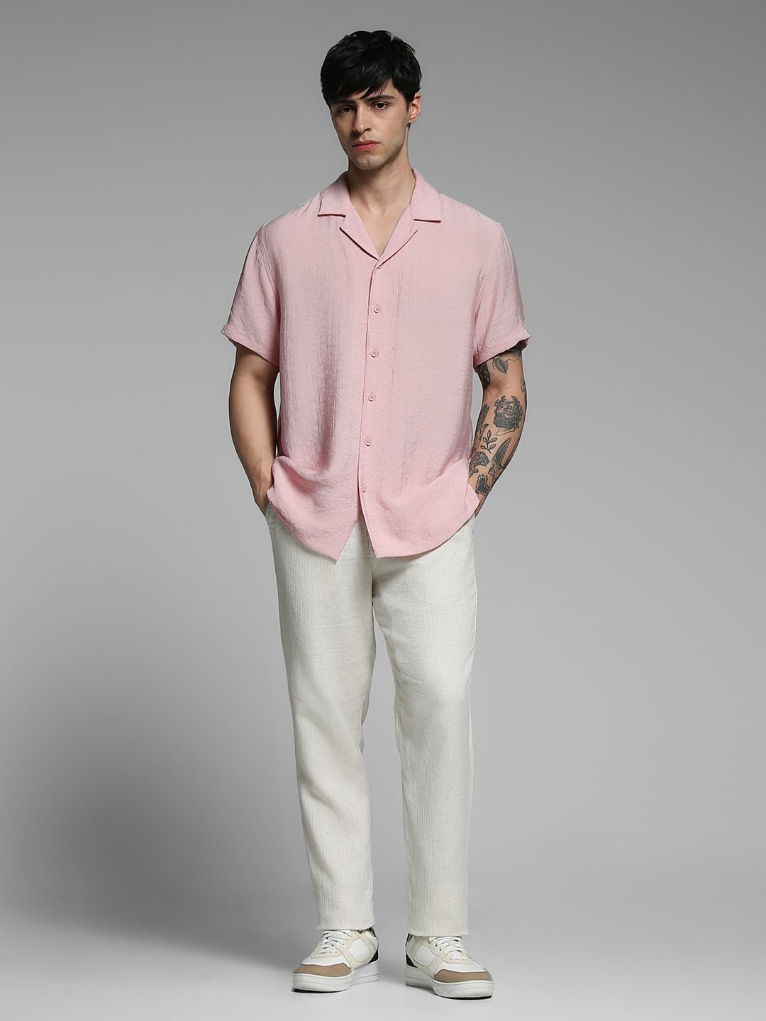 Pink Rayon Comfort Fit Shirt