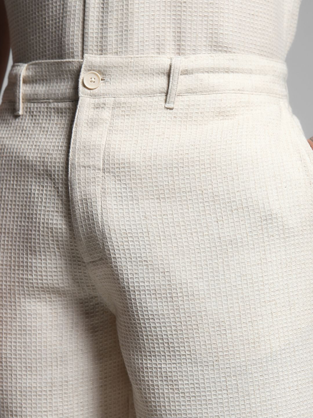 Ecru Waffle Textured Co-ord Set Shorts