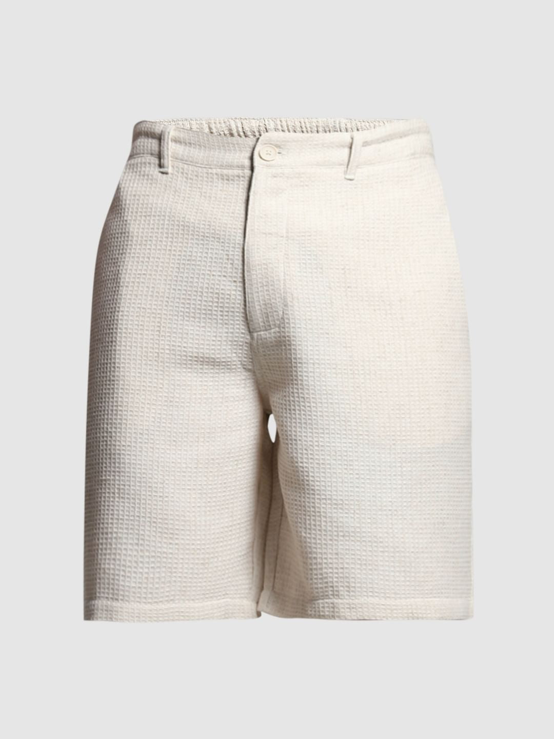 Ecru Waffle Textured Co-ord Set Shorts
