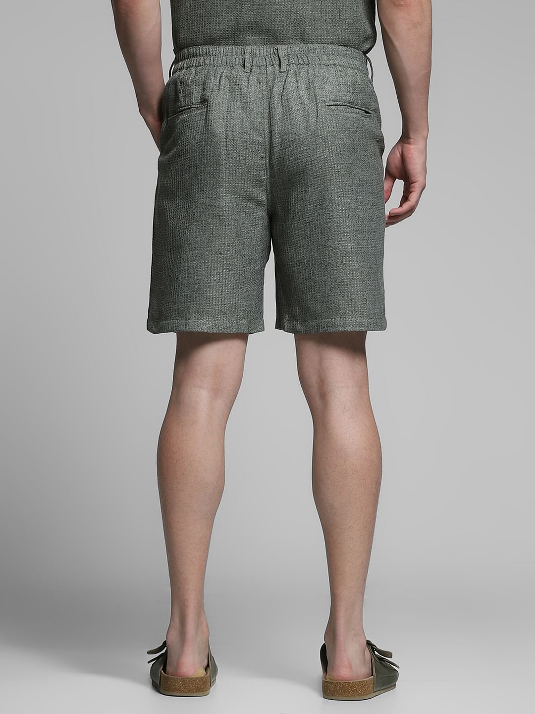 Olive Green Dobby Co-ord Set Shorts