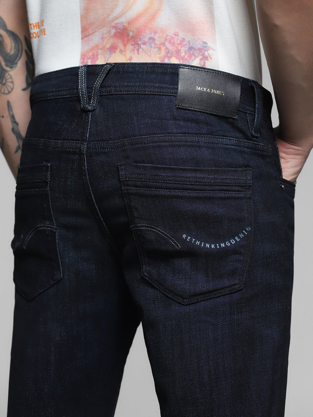 JACK&JONES Dark Blue Low Rise Glenn Slim Fit Jeans