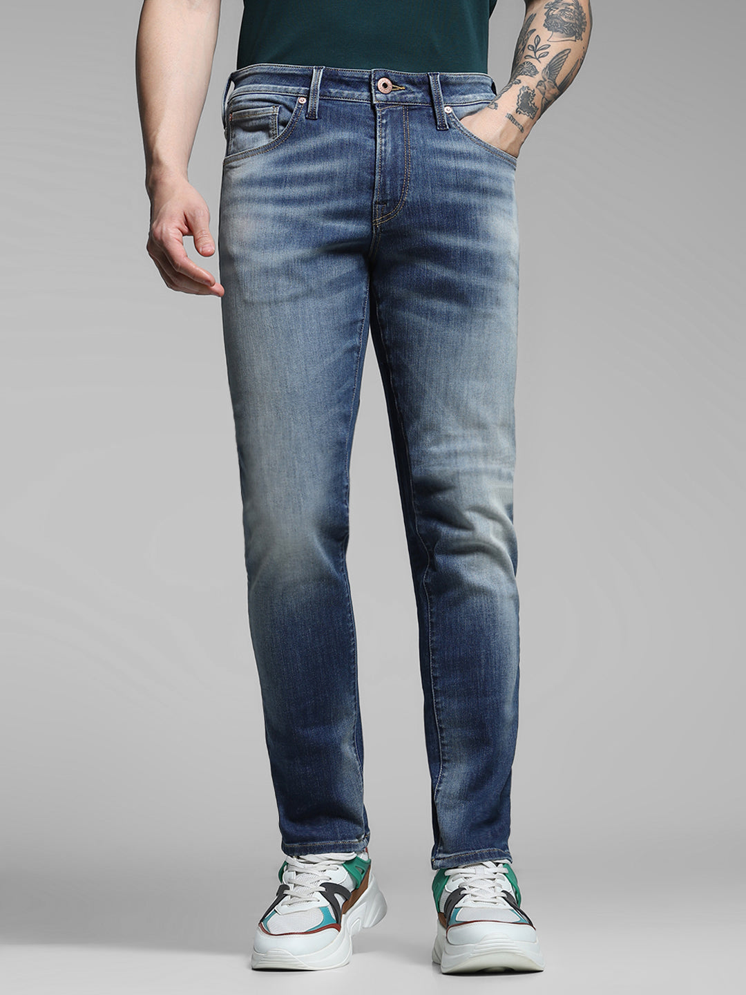 JACK&JONES Blue Low Rise Glenn Slim Fit Jeans