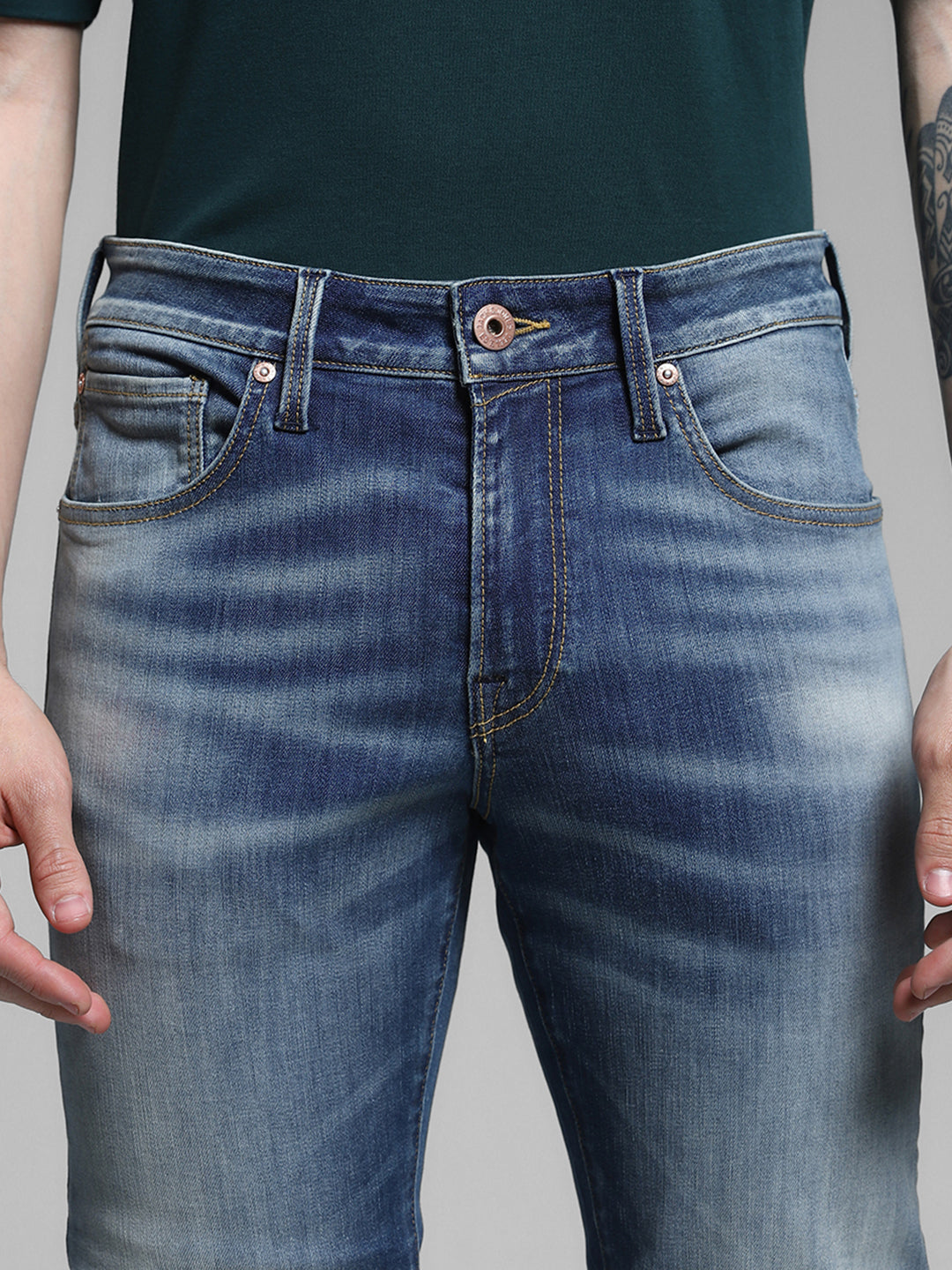 JACK&JONES Blue Low Rise Glenn Slim Fit Jeans
