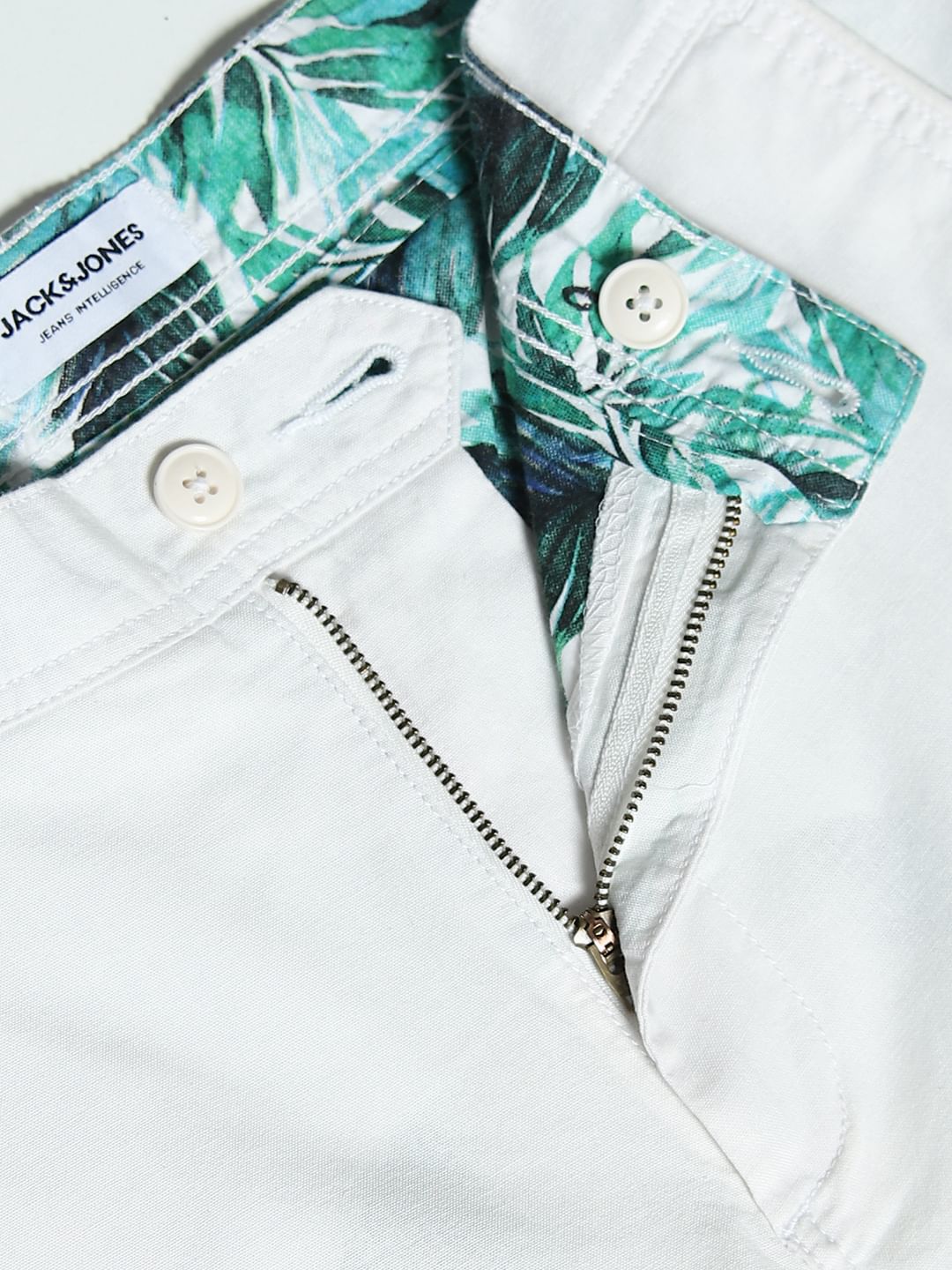 White Mid Rise Cotton Shorts