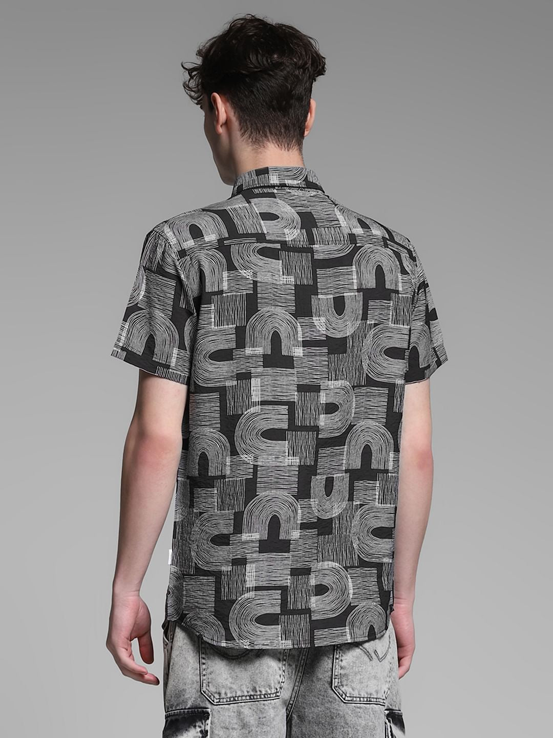 Black Abstract Print Shirt