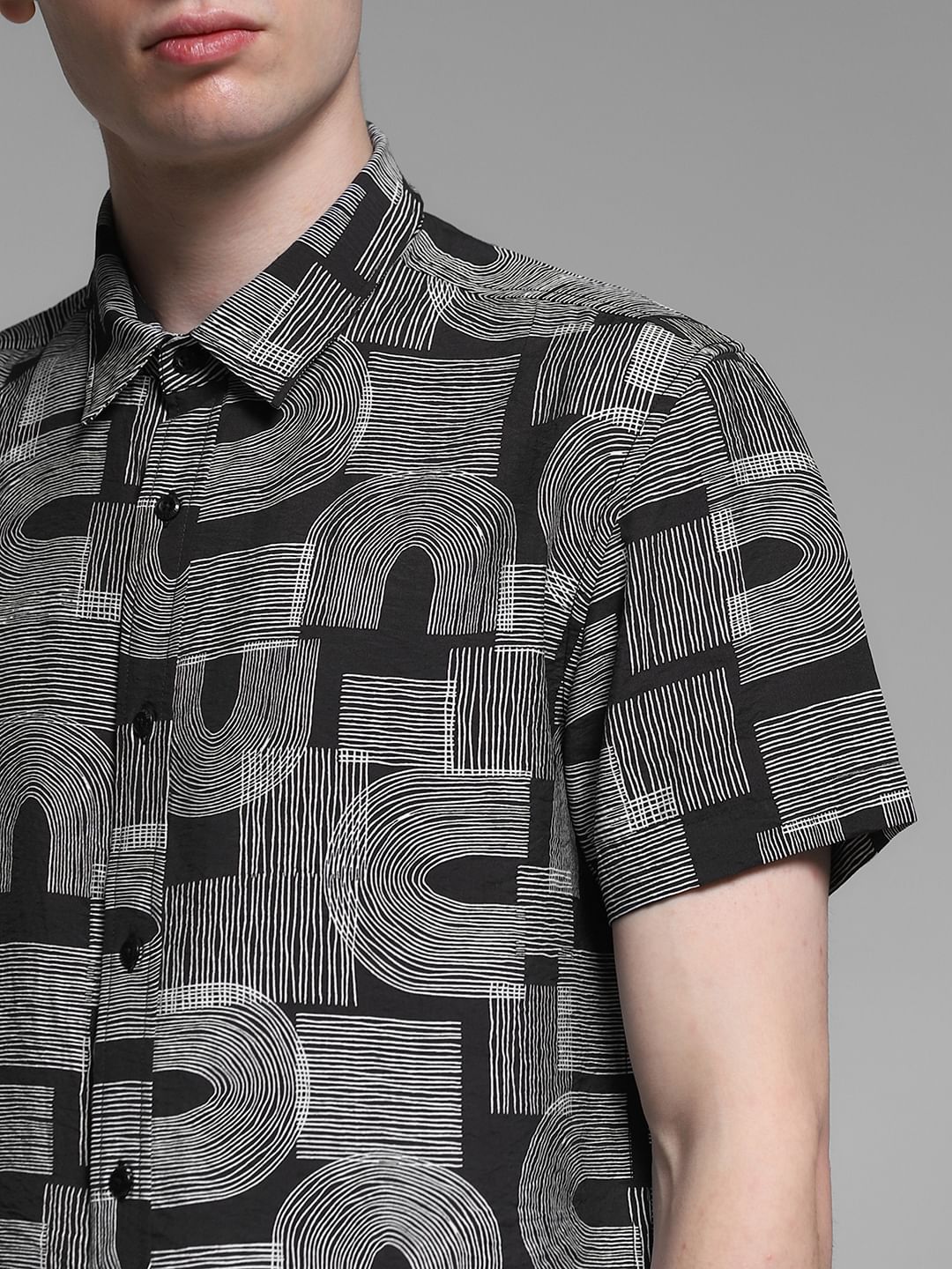 Black Abstract Print Shirt
