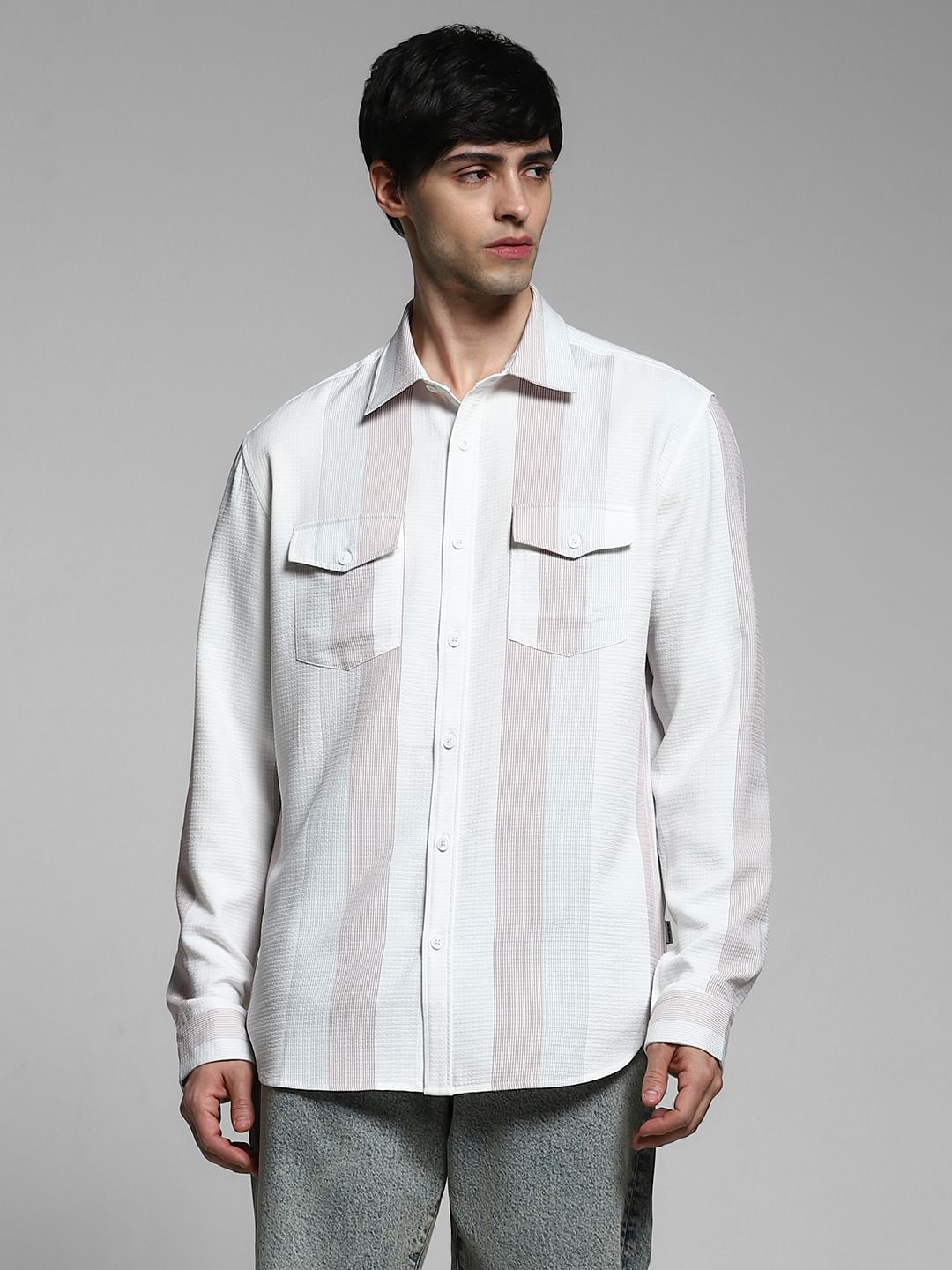 White Striped Regular Fit Shirt