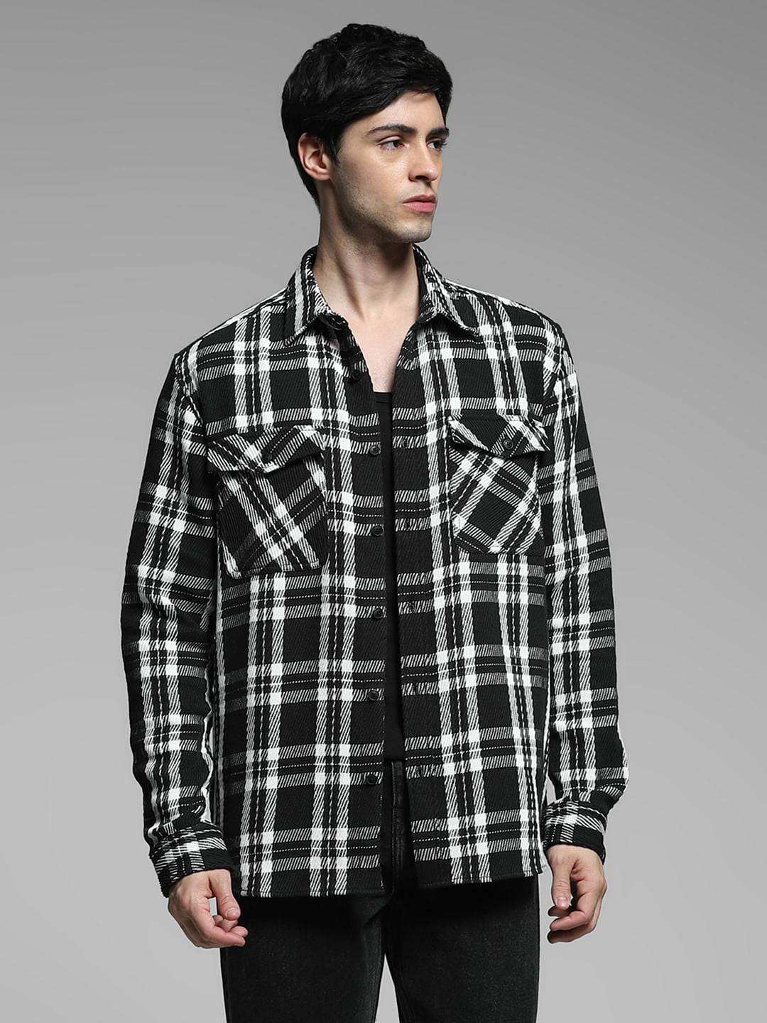 Black Check Print Shirt
