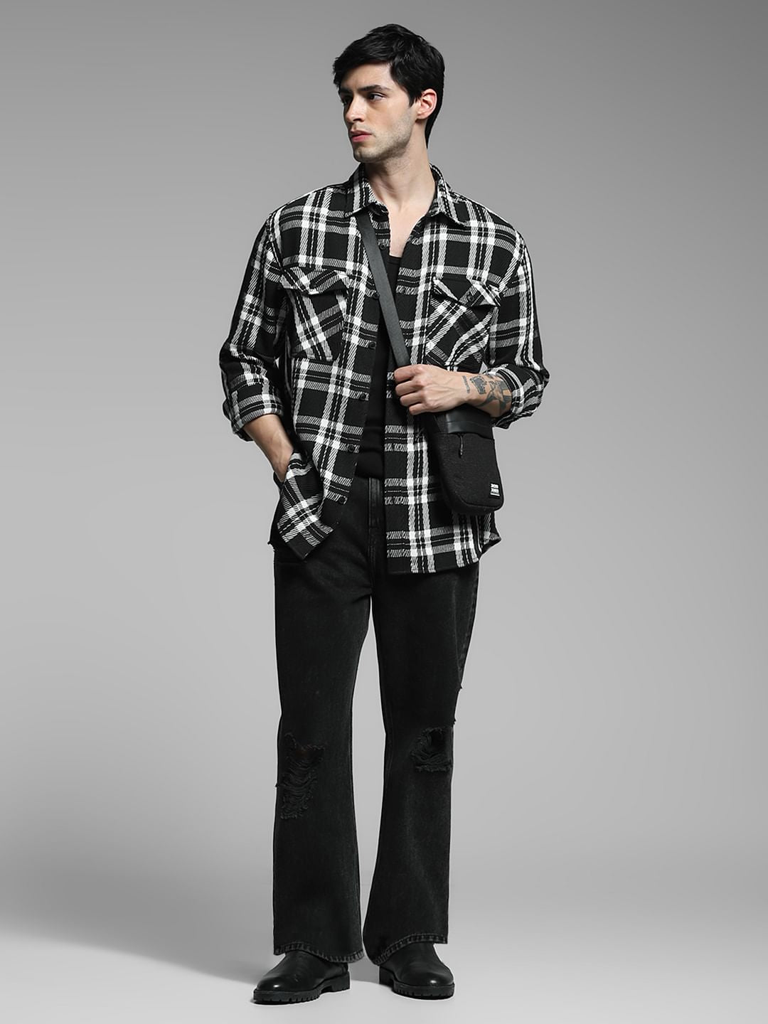 Black Check Print Shirt