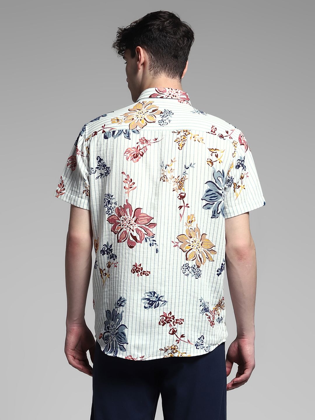 Blue Striped Short Sleeves Shirt