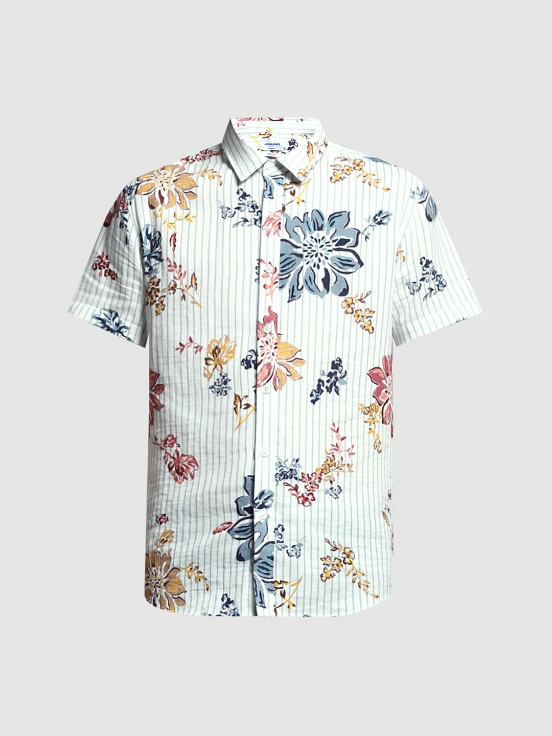 Blue Striped Short Sleeves Shirt