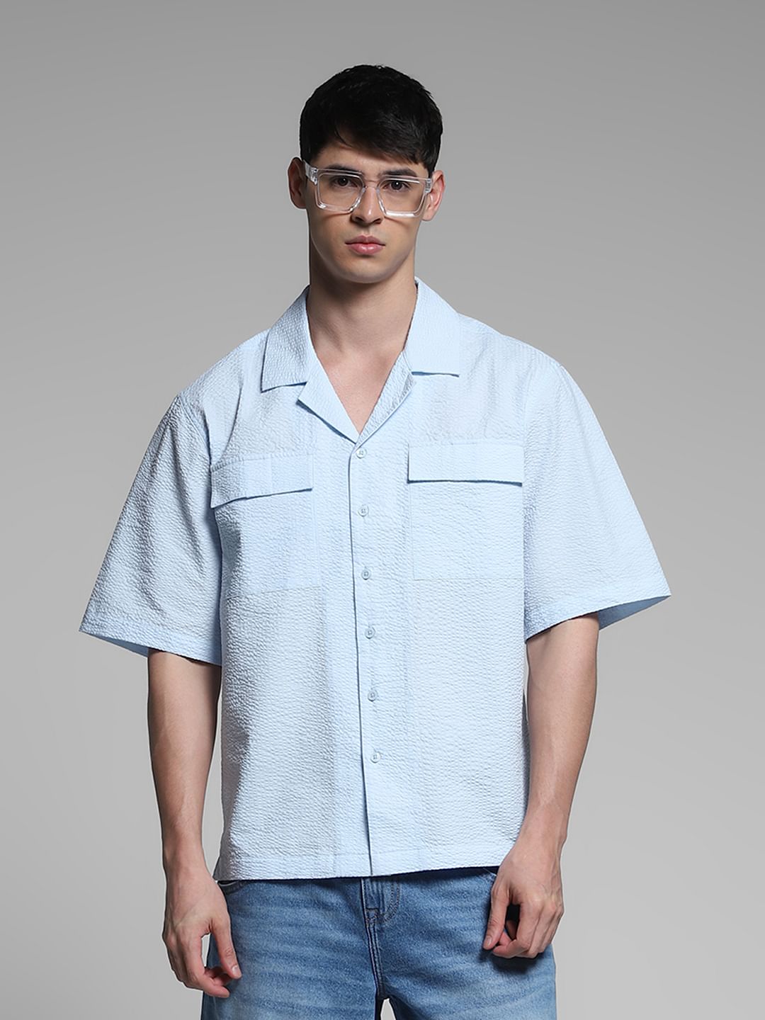 Sky Blue Oversized Cotton Shirt
