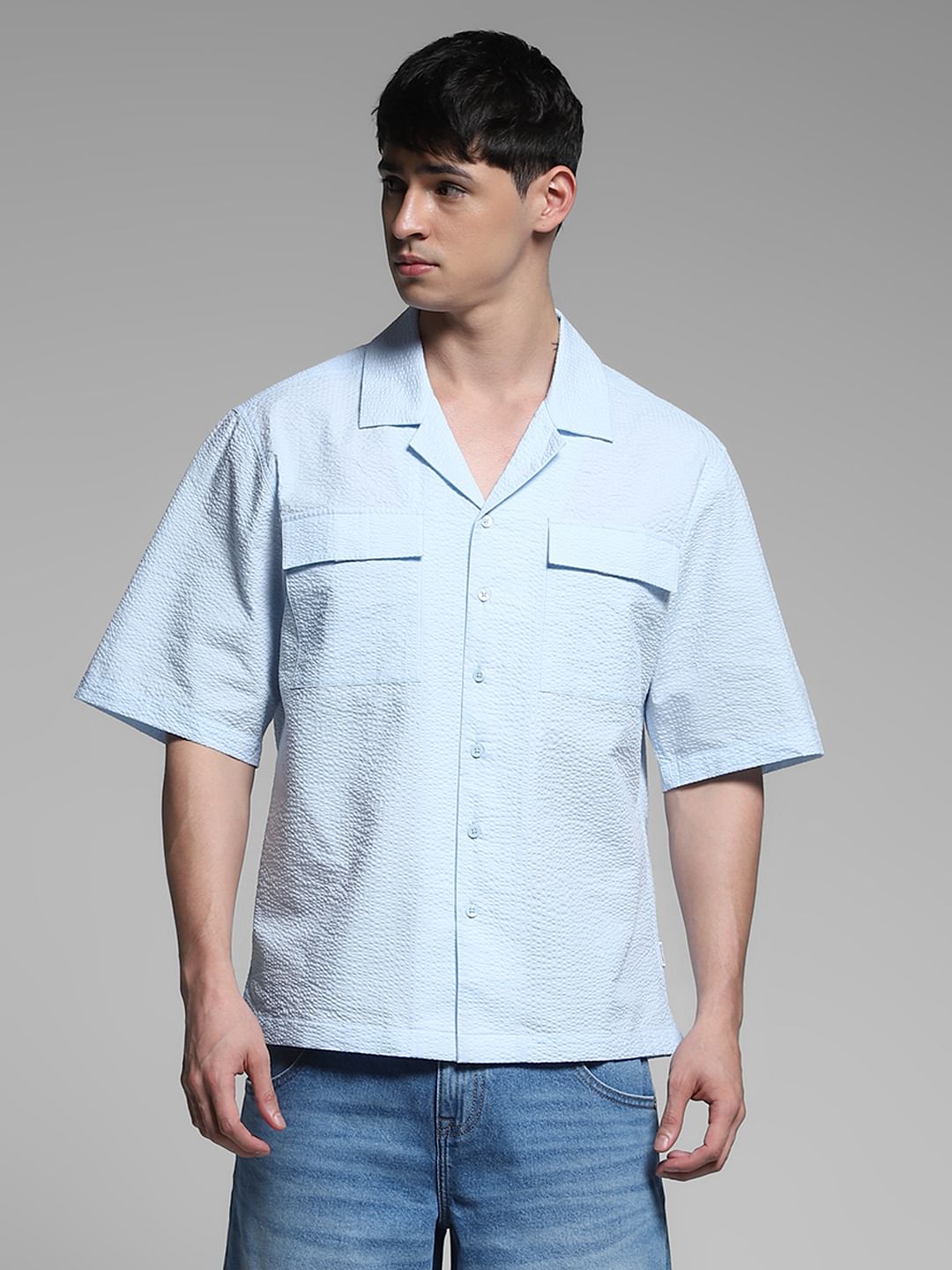 Sky Blue Oversized Cotton Shirt