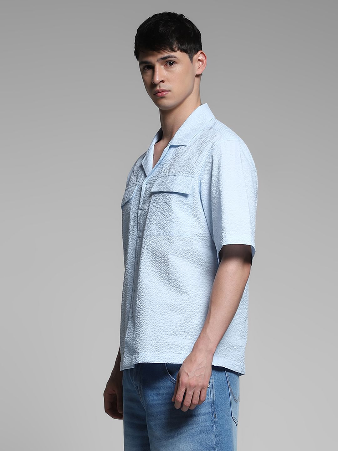 Sky Blue Oversized Cotton Shirt