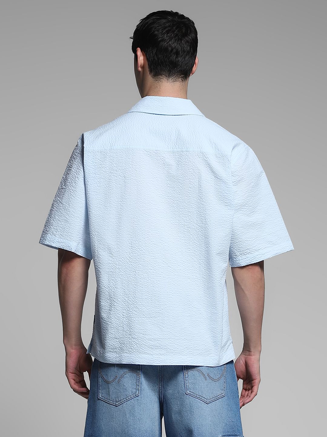 Sky Blue Oversized Cotton Shirt