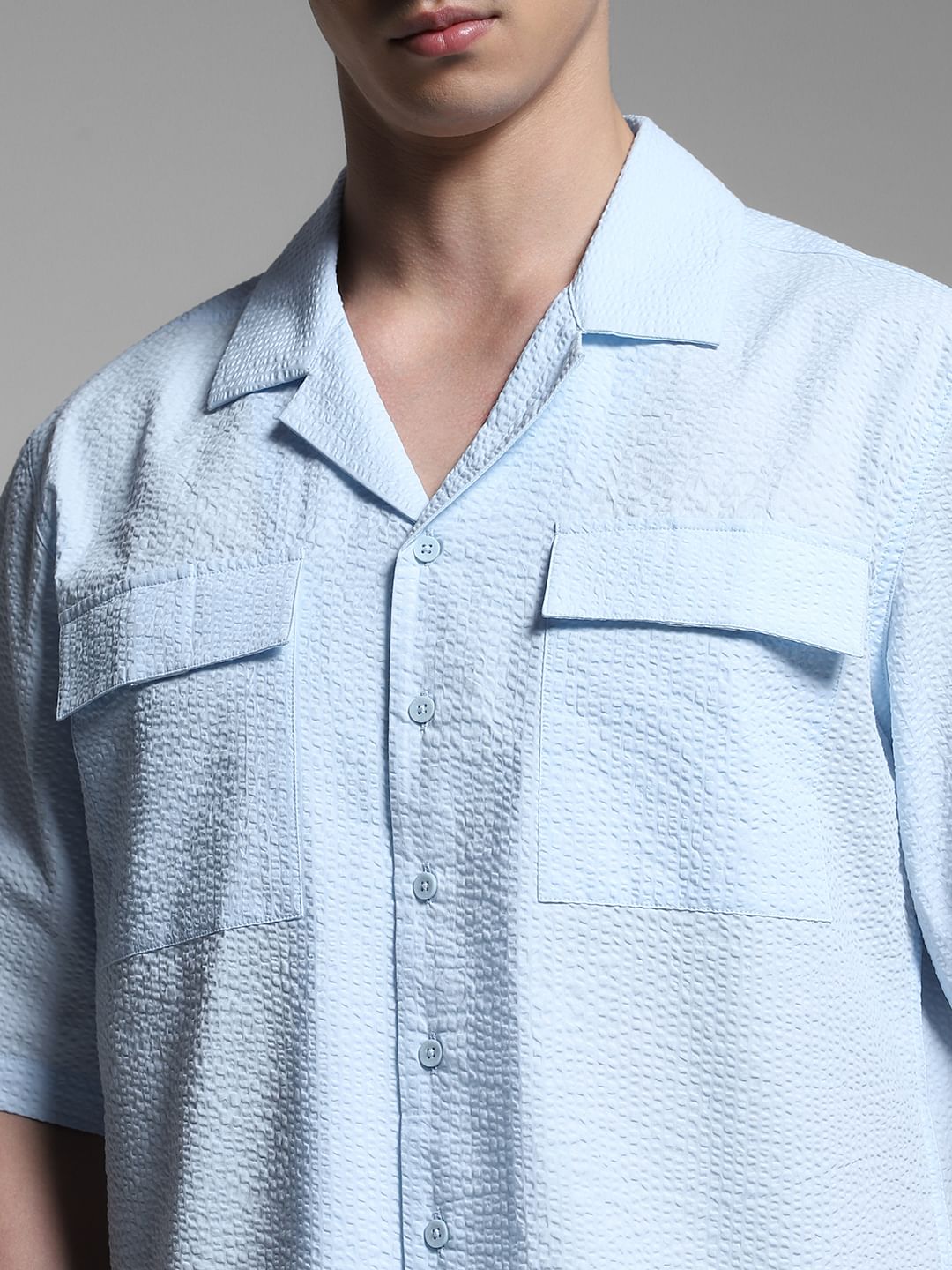 Sky Blue Oversized Cotton Shirt